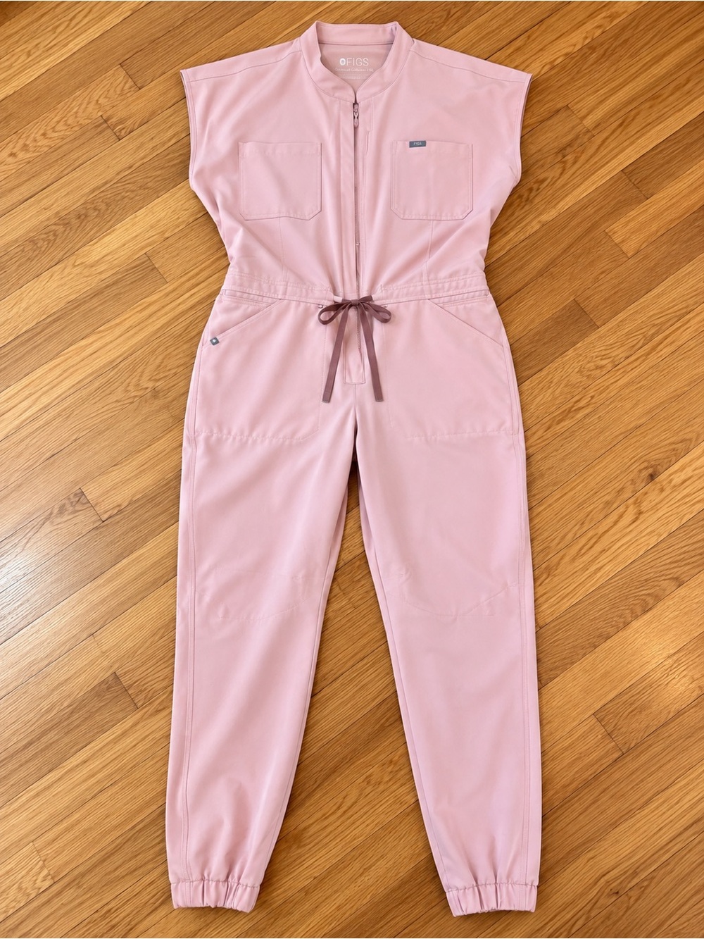 FIGS Blush Pink Utility Jumpsuit with Drawstring Waist